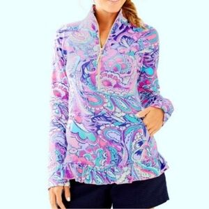 Lilly Pulitzer Killian Popover in Pink Tropics Mermaids Call UPF 50 Medium